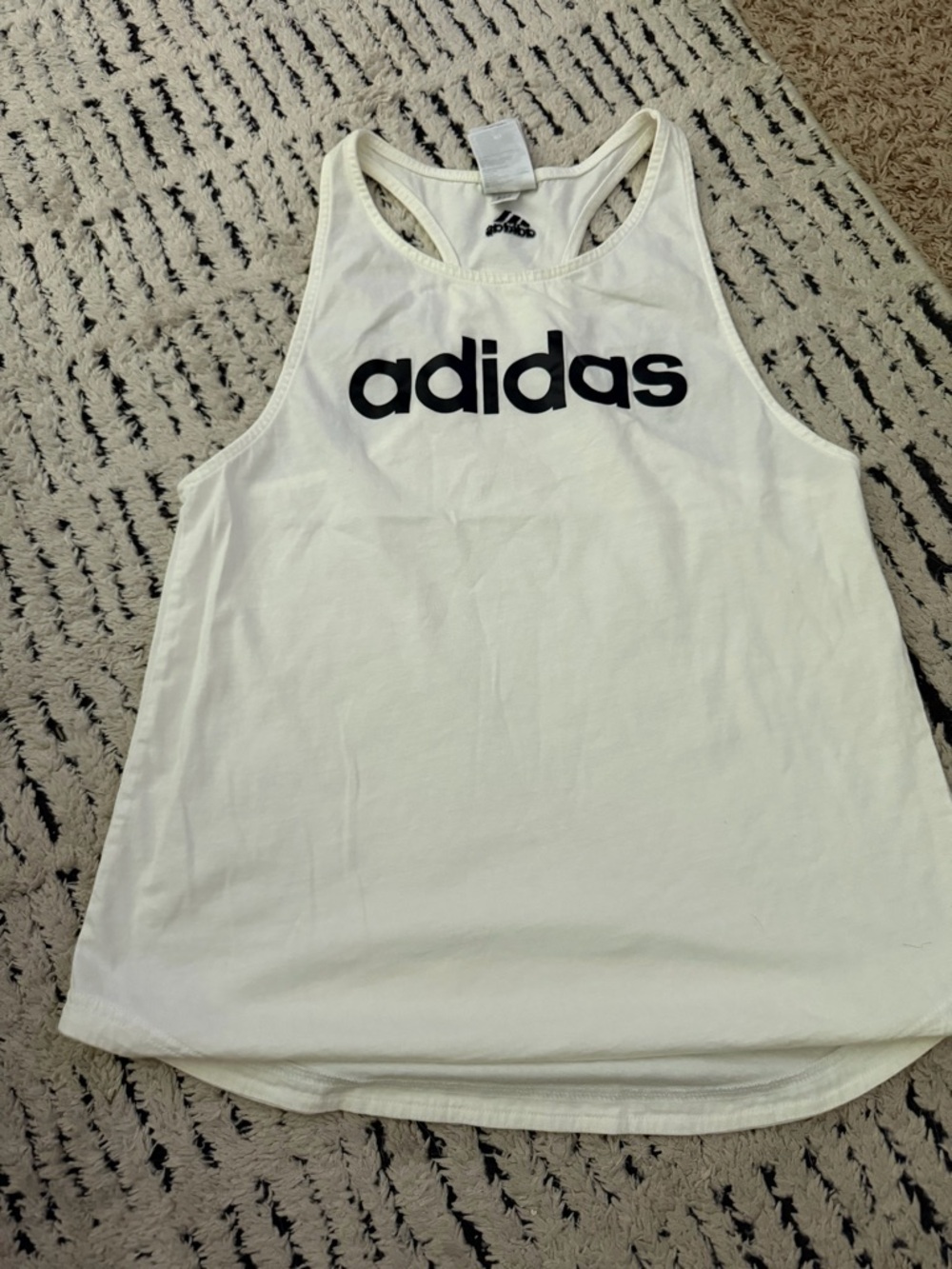 adidas White Tank Top with Black Logo